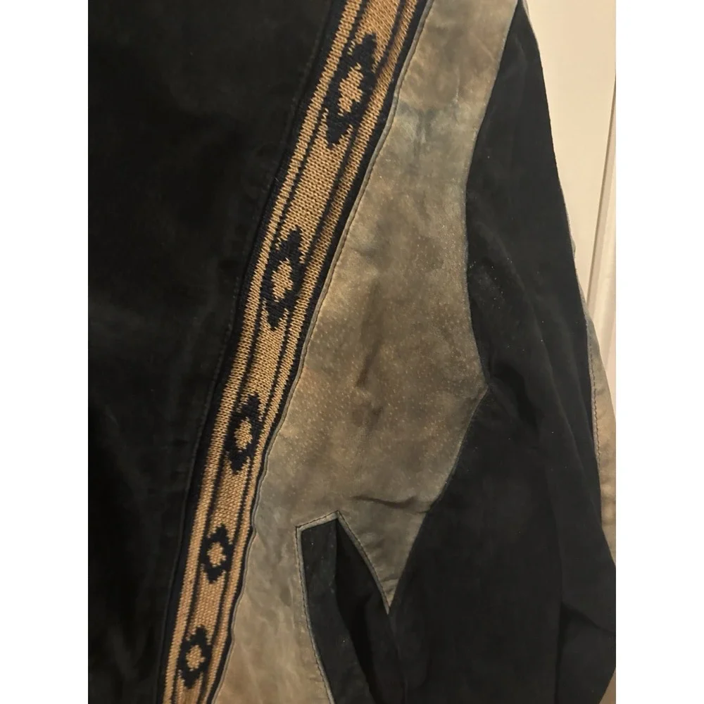 Scully Aztec L Leather Jacket Two-Toned Boar Suede Rodeo Men Black Tan - Picture 2 of 4